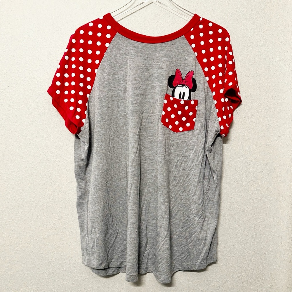 Disney Plus Size 3X Minnie Mouse Gray and Red Polka Dot Shirt